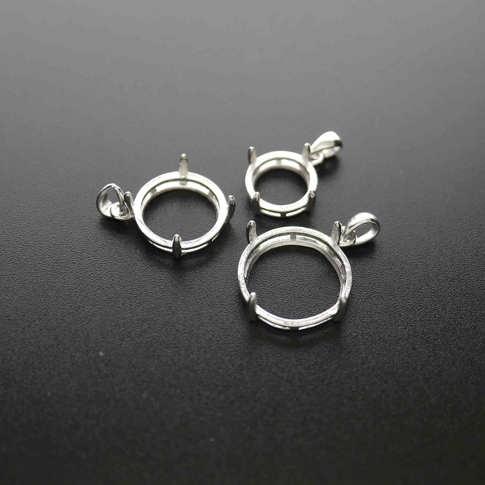 1Pcs 7-22MM Round Cabochon Bezel Solid 925 Sterling Silver DIY Prong Settings Pendant 1411233 - Click Image to Close